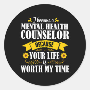 Solrosoffert Cute Mental Health Counselor Counselo Runt Klistermärke