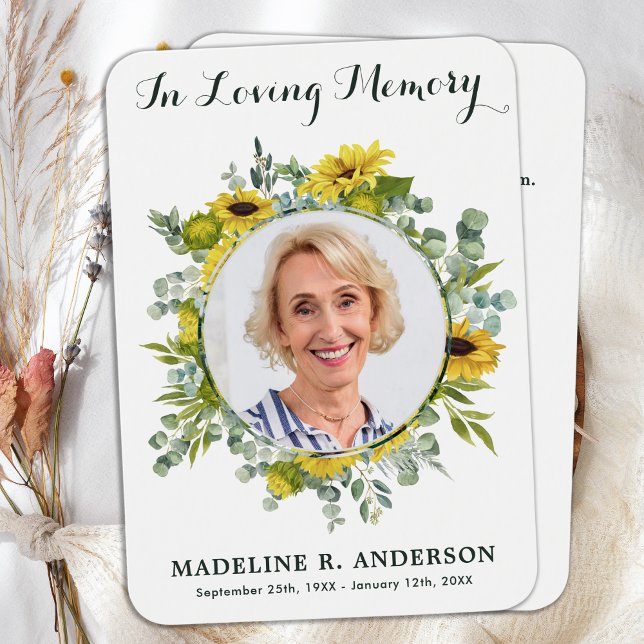 Solrosokalyptus Photo Funeral Prayer Card Visitkort (Skapare uppladdad)