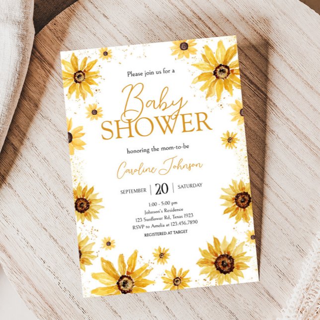 Solrosolens höstbabyskor inbjudningar (Sunflower Baby Shower Invitation)