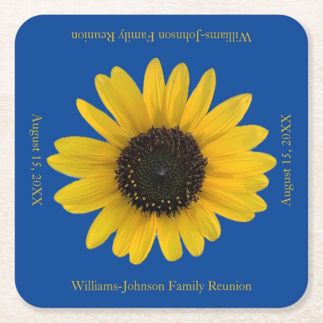 Solrosolhändelse, Personlig Blue Underlägg Papper Kvadrat (Framsidan)