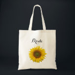 Solrosolja, Blommigt, Bröllopsfest Tygkasse<br><div class="desc">Blommigt Bride bröllop hade en solrosbild i gulten. Med elegantens svarta typografiktext kan du anpassa med ett eget meddelande. En underbar bröllopsfest som säkert gör bruden lycklig!</div>