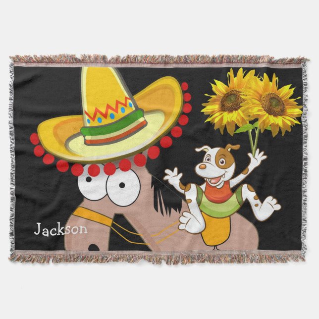 Solrosolja Blommigt Throw Blanket Filt (Framsidan)