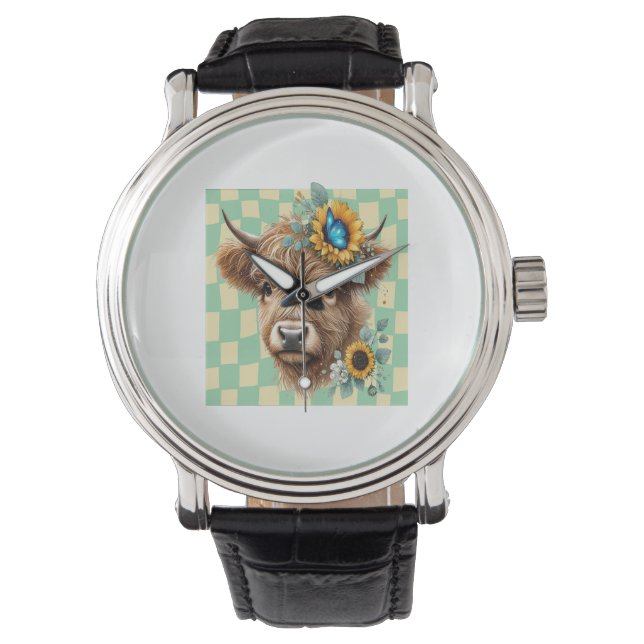 Solrosolja, Cute Highland Cow Armbandsur (Framsida)