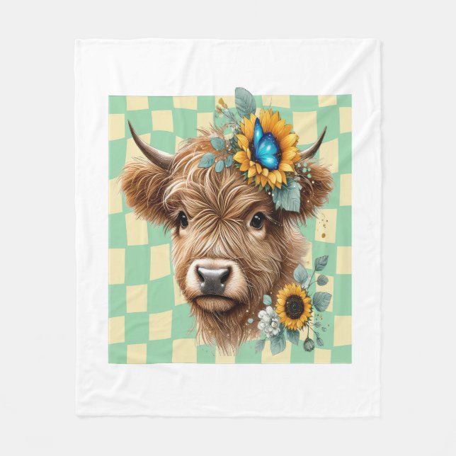 Solrosolja, Cute Highland Cow Fleecefilt (Framsidan)