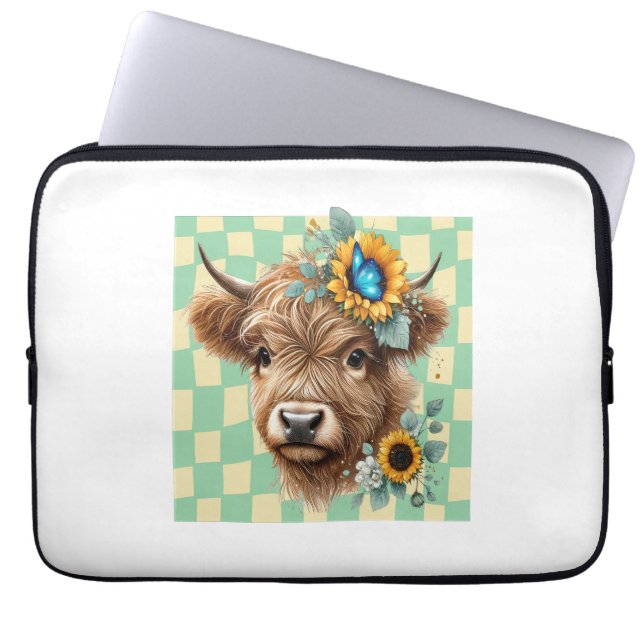 Solrosolja, Cute Highland Cow Laptop Fodral (Framsidan)