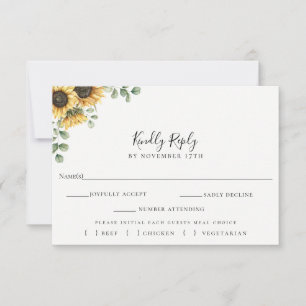 Solrosolja Eucalyptus Bröllop OSA Meal Choal Card Kort