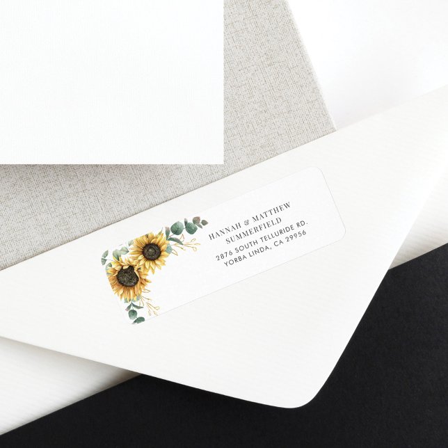 Solrosolja Eucalyptus Löv Blommigt Returadress Returadress Etikett (Sunfloral Floral Eucalyptus Greenery Return Address Label)