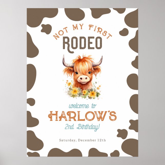 Solrosolja Höland Cow inte min första rodeo-födels Poster (Framsidan)