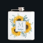 Solrosolja Monogram Namn Personlig Fickplunta<br><div class="desc">Denna solroskolv i personlig har en modern blommigt med solblommor,  löv och monogram. Anpassa den med namn och börja om.</div>