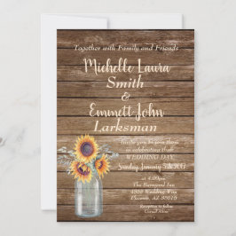 Solrosolja Rustic Land Wood Barnyard Mason Burk Inbjudningar