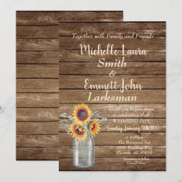 Solrosolja Rustic Land Wood Barnyard Mason Burk Inbjudningar