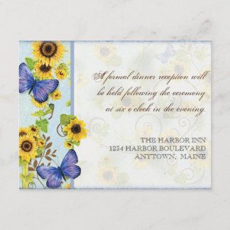 Solrosolja Swirl Blommigt Ram Blue Butterfly Inbju Inbjudningar