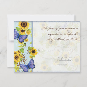 Solrosolja Swirl Blommigt Ram Blue Butterfly Inbju OSA Kort