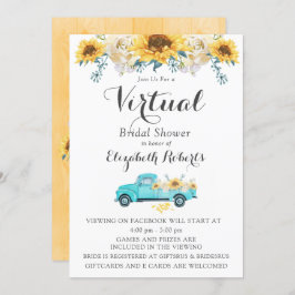 Solrosolja Teal Vintage Lastbil Virtuella Möhippa Inbjudningar