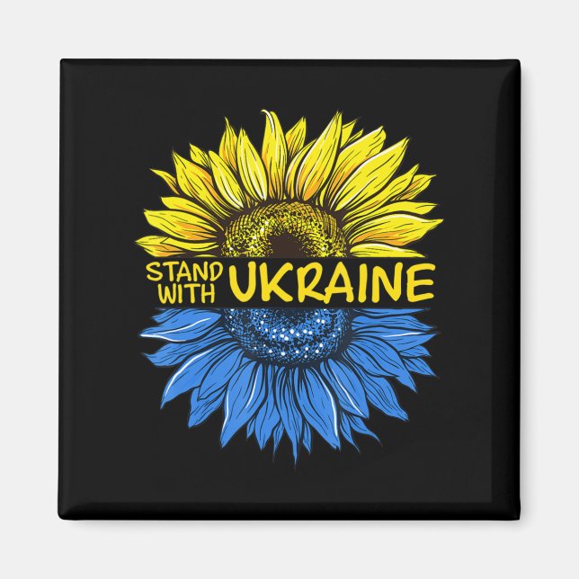 Solrosolja ukrainsk Jag står på Ukrainas Kärlek Uk Magnet (Framsidan)