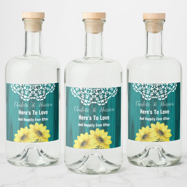 Solrosolja Wood Snöre Rustic Land Barn Spritflaskor Etikett (Flaskor)