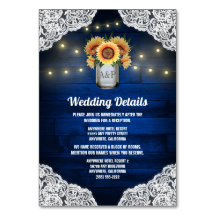 Solrosolkort Mason Burk Blue Wood Bröllop Infoga k