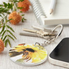 Solrosolkrylnyckelkedja, rund (dubbla-sidig)