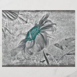 Solrosols Teal Grått Vintage Antique Struktur