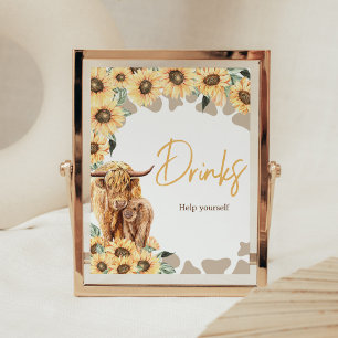 Solrosolyckor Höland Kow Baby Shower Drinks Poster