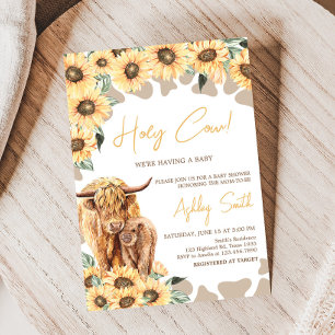 Solrosolyckor Höland Kow Baby Shower Inbjudningar