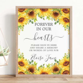 Solrosor Blommig Minnesstund Begravning Minne Bord Poster