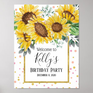 solrosor, blommor, blomster-, välkomstskylt poster