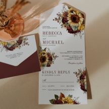 Solrosor Burgundy Blommig Bröllop