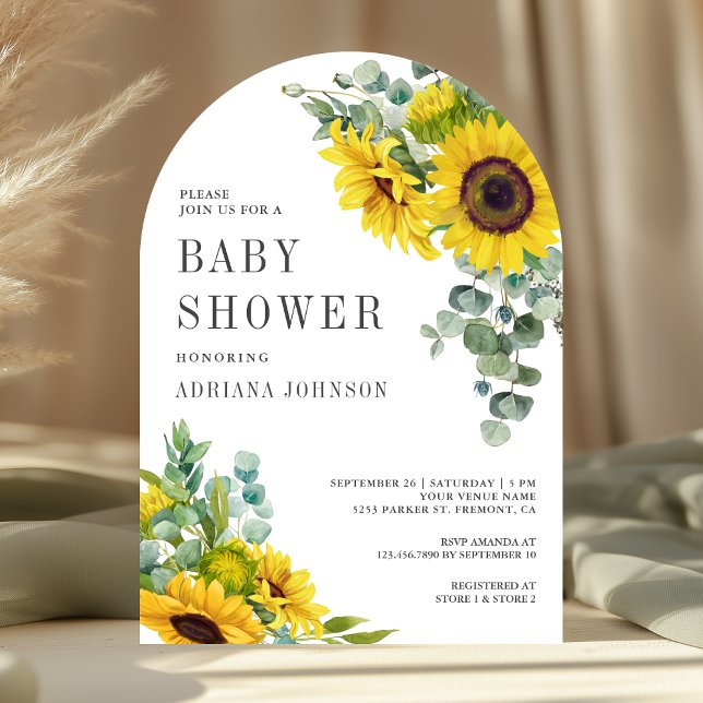 Solrosor Eukalyptusblad Ark Babyshower Inbjudningar (Skapare uppladdad)