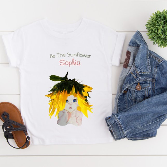 Solrosor Girls Personal Flowers T Shirt (Skapare uppladdad)