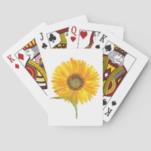 Solrosor Gula Blommor Akvarell Rustik Casinokort