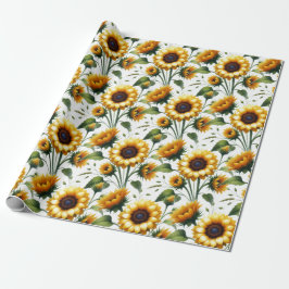 Solrosor Gula Blommor Elegant Akvarell  Presentpapper