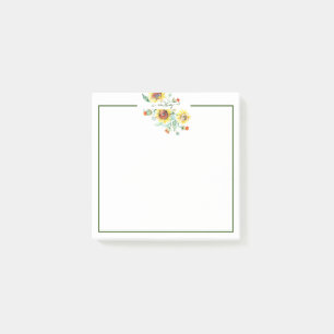 Solrosor i akvarell, personlig post-it block