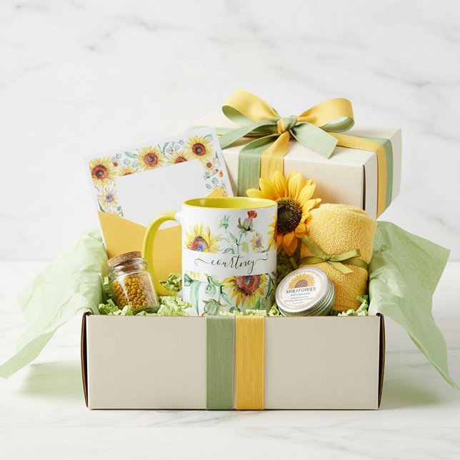 Solrosor i akvarell, personliga mugg (Skapare uppladdad)