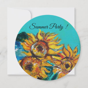 SOLROSOR I BLÅ TURKOS SOMMARFEST INVITATION INBJUDNINGAR