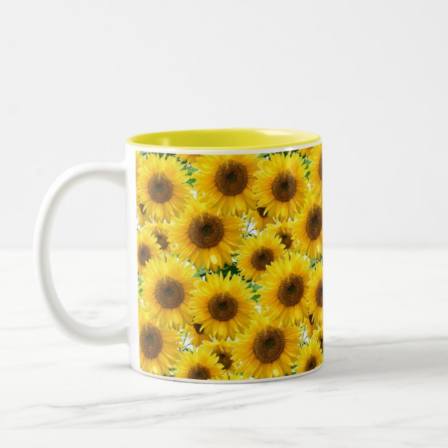Solrosor i blomning Två-Tonad mugg (Vänster)