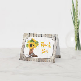 Solrosor i Cowboy Stövel Bröllopsdusch Tack Kort