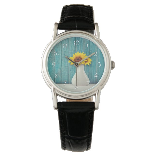 Solrosor i en vas       armbandsur (Framsida)