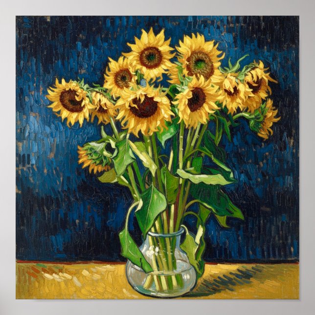 Solrosor i en vas efter Van Gogh Poster (Framsidan)