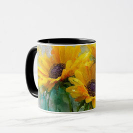 solrosor i vintage-vattenfärgstil mugg