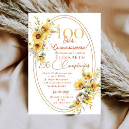 Solrosor Kvinnor Spanska Överraskning 100-årsdag Inbjudningar
