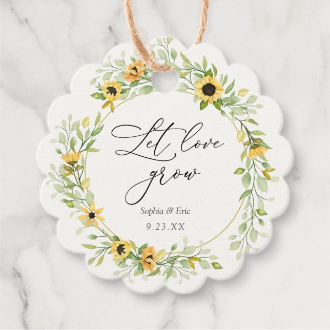 Solrosor Låt kärleken växa Växtpresent Presentetik Gåvor Etiketter (Framsida)