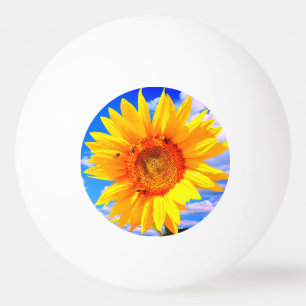 Solrosor och bin på Blå himmel Ping Pong Boll