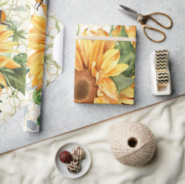 Solrosor och bin presentpapper
