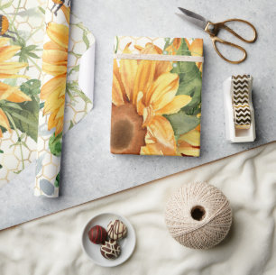 Solrosor och bin presentpapper