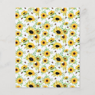 Solrosor och bin scrapbook bakgrund