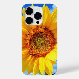 Solrosor och bin vid Blå himmel iphone case-gift