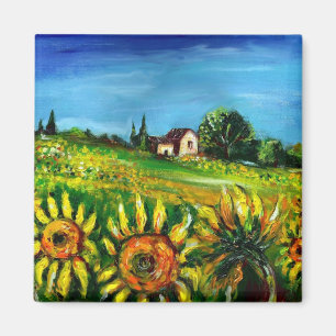 SOLROSOR OCH BYGD I TUSCANY MAGNET