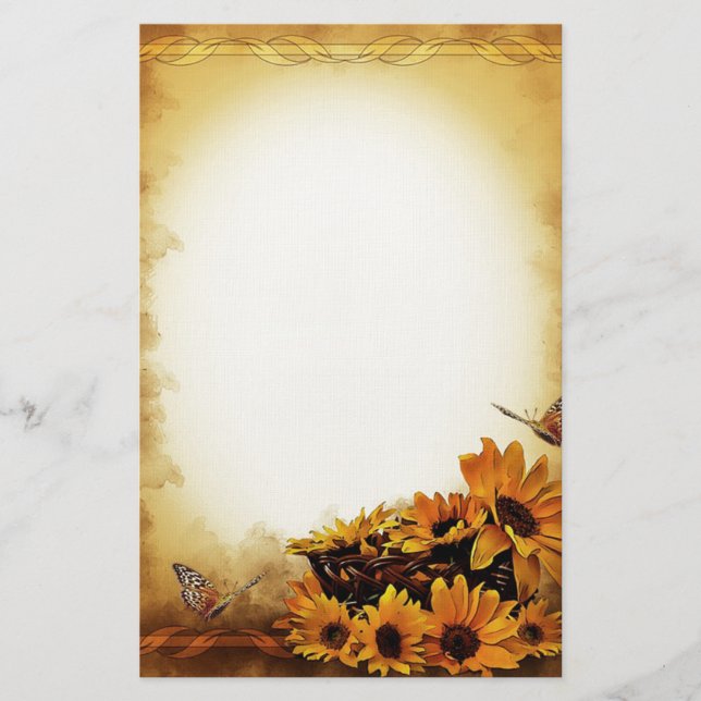 Solrosor och fjärilar brevpapper (Framsida)