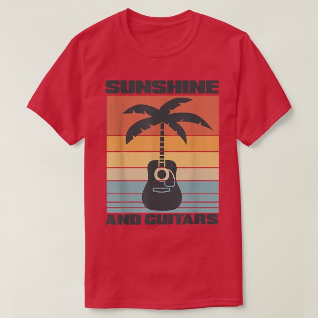 Solrosor och gitarrer (retro acoustic guitar handf t shirt (Design framsida)